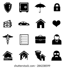 Vector Set of Black Insurance Icons