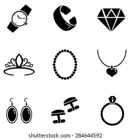 Vector Set of Black Jewellery Icons