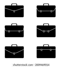 vector set of black luggage bags of various types