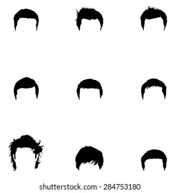 Vector Set of Black Male Hairdress. Type of Men Hairstyles.