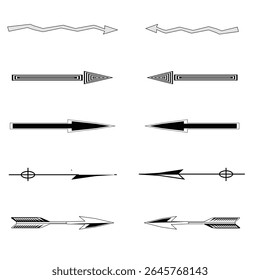 Vector Set of Black Multiple Arrows 