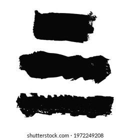 Vector set with black oil paint spot isolated on white background, texture hand drawn illustration. Use it as element for design greeting card, banner, Social Media post, invitation, graphic design