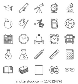Vector Set of Black Outline Education Symbols. Back to School Icons.