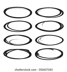 Vector set of black oval circles, black line markers, easy to recolor.