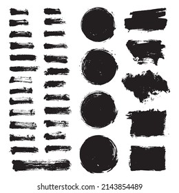 Vector set black paint brush stroke grunge texture brush.