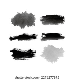 Vector a set of black paint brushes with a white background. Watercolor hand drawing brush set
