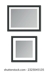 Conjunto de vectores de la plantilla de marco de imagen negra para el tamaño A4 o la imagen cuadrada aislada en fondo blanco