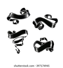 Vector set of black ribbon