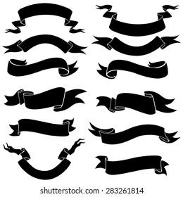 Vector Set of Black Ribbons for Your Text