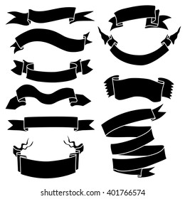 Vector Set of Black Ribbons for Your Text