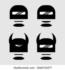 Vector Set Of Black Robo Emoticons