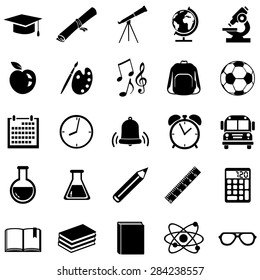 Vector Set of  Black School Icons