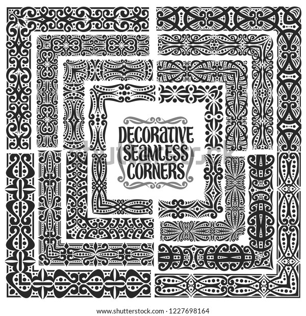 Vector Set Black Seamless Corners On Stock Vector (Royalty Free) 1227698164