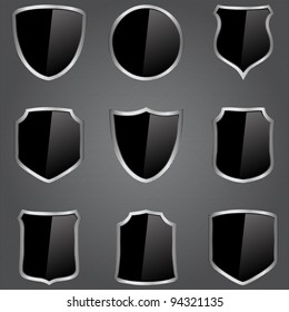 Vector set of black shields