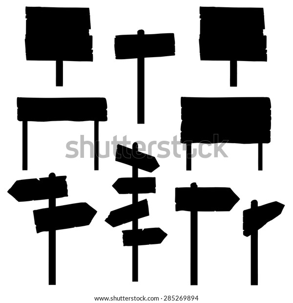 Vector Set Black Signposts Silhouettes Stock Vector (royalty Free 