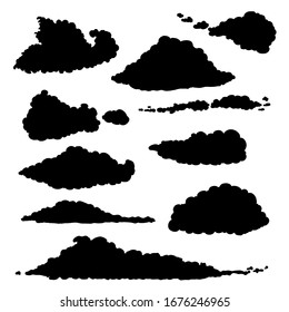 Vector Set Of Black Silhouette Clouds