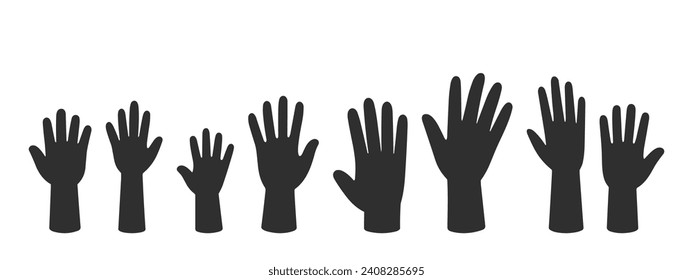 Vector set of black silhouettes of hands on a white background