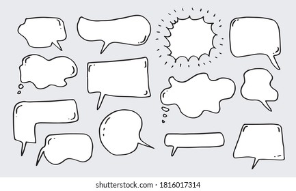 Vector Set de Black Sketch Comics Speech Bubbles.bubble cuadro de diálogo doodle vector line mensaje .vector ilustración.