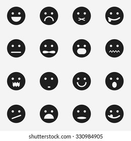 Vector set of black smiley icons