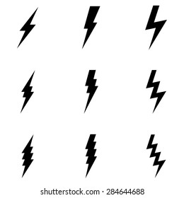 Vector Set of Black Thunder Lighting Icons