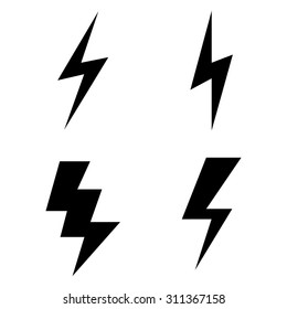 Vector Set of Black Thunder Lighting Icons