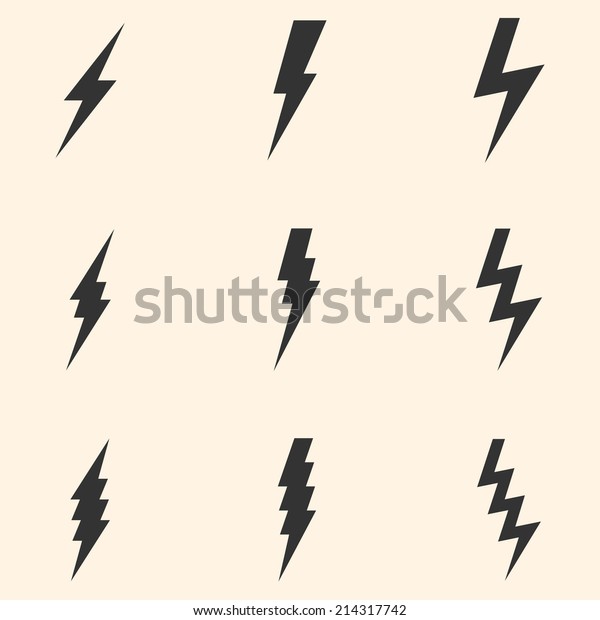 Vector Set of Black\
Thunder Lighting Icons