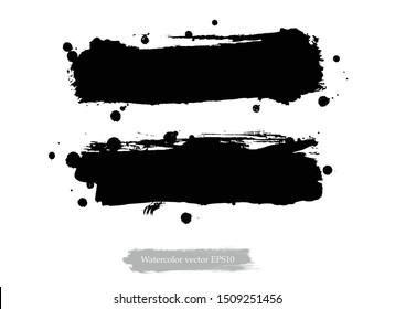 vector set black watercolor creative illustration.