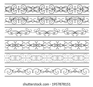 vector - set of black wavy seamless elements for design