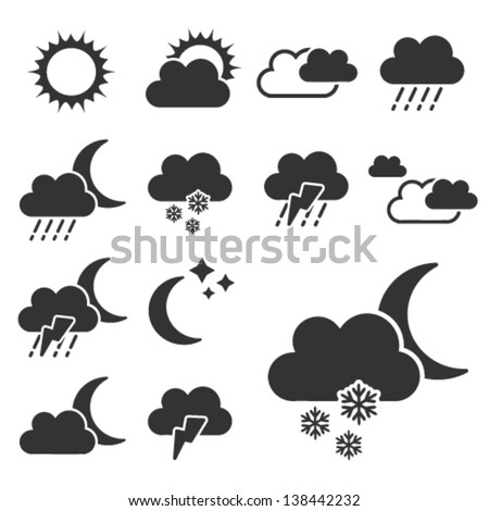 Vector set of black weather symbols - sign, icon