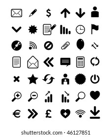 vector set of black web icons