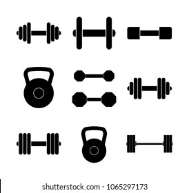 Vector set of black weight icons on white background