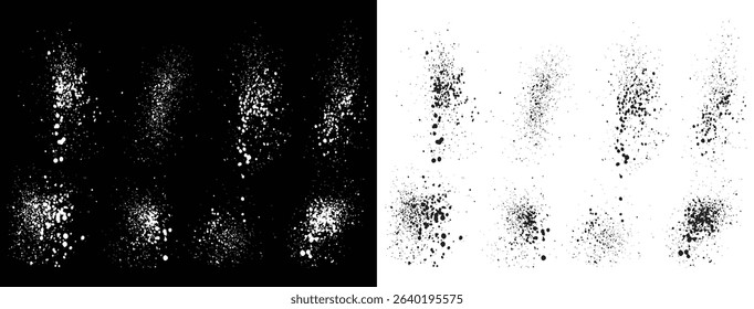 Vector set of black and white blood creative hand-painted grunge texture splatter background