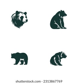 Vector set of black and white cartoon portraits of pandas. Different age of bamboo bear