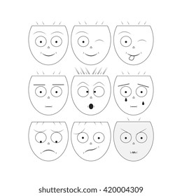 Vector Set Black White Emoticons Stock Vector (Royalty Free) 420004309 ...