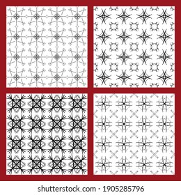 Vektorset aus geometrischen Schwarz-Weiß-Mustern. Abstrakte monochrome Ornamente in verschiedenen Stilen werden handgezeichnet. Für Druck, Hintergrund, soziales Netzwerk, Website.