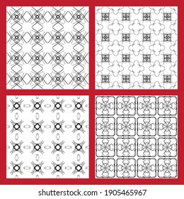Conjunto vectorial de patrones geométricos en blanco y negro. Resumen Los adornos monocromáticos en diferentes estilos son dibujados a mano. Para impresión, antecedentes, red social, sitio web.