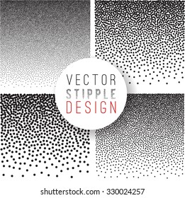 Vector set of black and white halftone background. stipple effect 