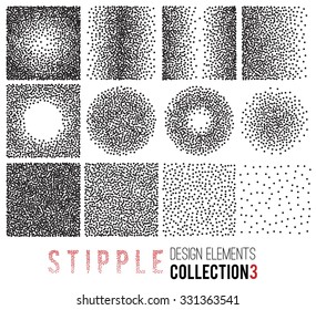Vector set of black and white halftone background. stipple effect 