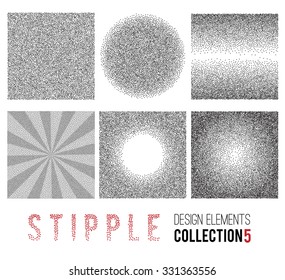 Vector set of black and white halftone background. stipple effect 