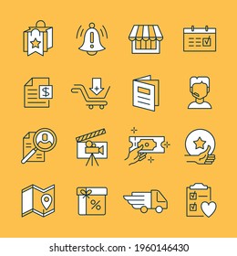 Vector set of black and white icons for highlights and categories