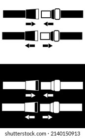 Vector Set Black and White Safety Belt, Lock and Opened, Isolated on White 
