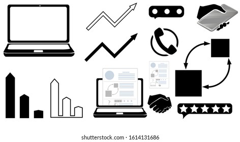 Vector set in black and white style for making infographics.