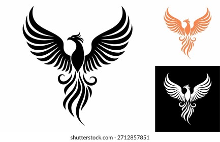 A vector set of black wing silhouettes, including tribal eagle, hawk, and angel wings, perfect for tattoo, heart, and symbol design illustration