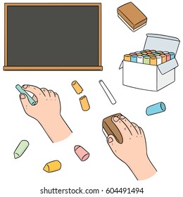 vector set of blackboard and chalk