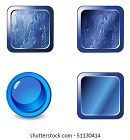 Vector set of blank blue metal web buttons