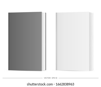 Vector set of blank books. Black and white realistic book isolated on a white background. Vector illustration.