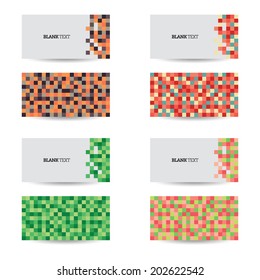 A vector set of blank business cards with a pixel art style design