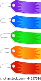 Vector set of blank, colorful label tags, isolated in white background