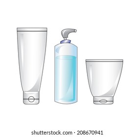 Vector Set of blank Cosmetic plastic containers