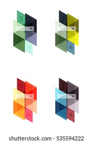 Conjunto vectorial de cuadros web de infografía geométrica en blanco creados con triángulos. Fondos para diseño de flujo de trabajo, diagrama, opciones de número o diseño web